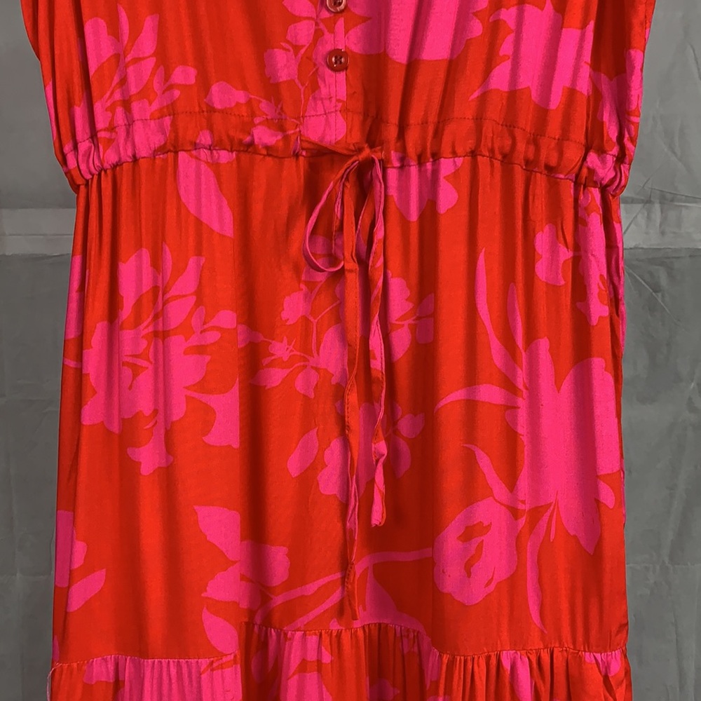 Boho Chic Floral V-Neck Button Tiered Toe Waist Maxi Dress - Picture 5 of 16